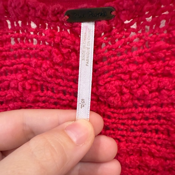 Free People Pink Textured V-Neck Sweater Women’s Small - Picture 3 of 4